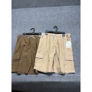 Lot Of 2 Wonder Nation Cargo Shorts Boy's Sz XL 14/16 Brown Drawstring NWT